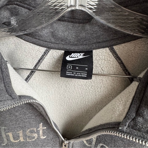 NIKE Sportswear Funnel-Neck 1/2 Zip Sweater Women Cotton Crop Sweatshirt M - Picture 8 of 13